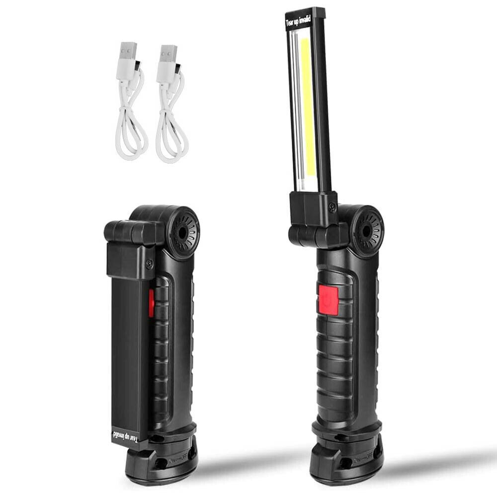 COB LED Work Light USB Rechargeable Mechanic Flashlight Magnetic Base Torch Lamp