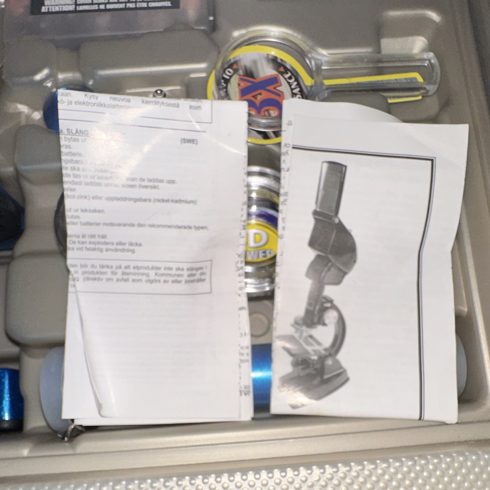 Micro-Science Complete Microscope metal Set Kit w/ Case, Slides & Accessories