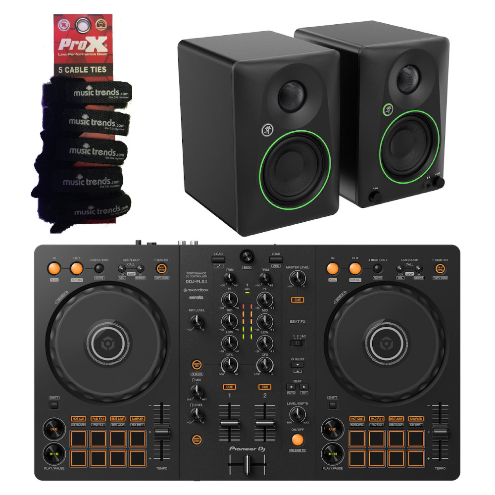 Pioneer DJ DDJ-FLX4 2-Channel DJ Controller + CR4.5BT Speakers + Wraps