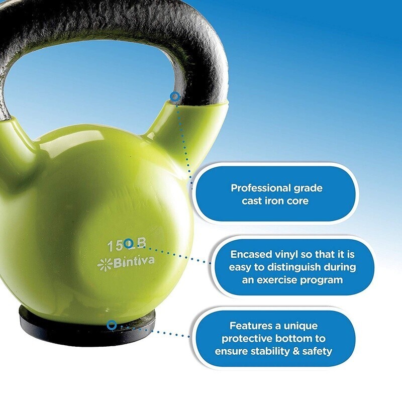 Professional Vinyl Coated Cast Iron Kettlebell 20lb Functional Training Weight