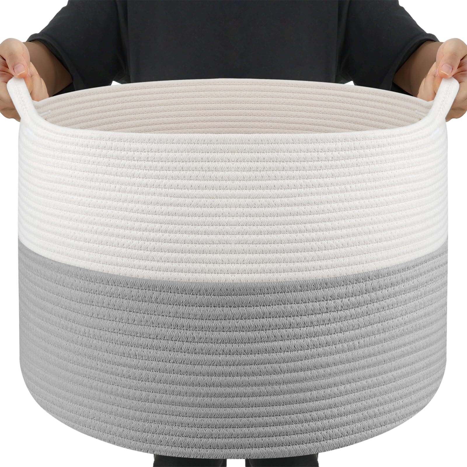 Xxxlarge Blanket Basket Living Room 22" X 22" X 14" Cotton Rope Baskets For Stor