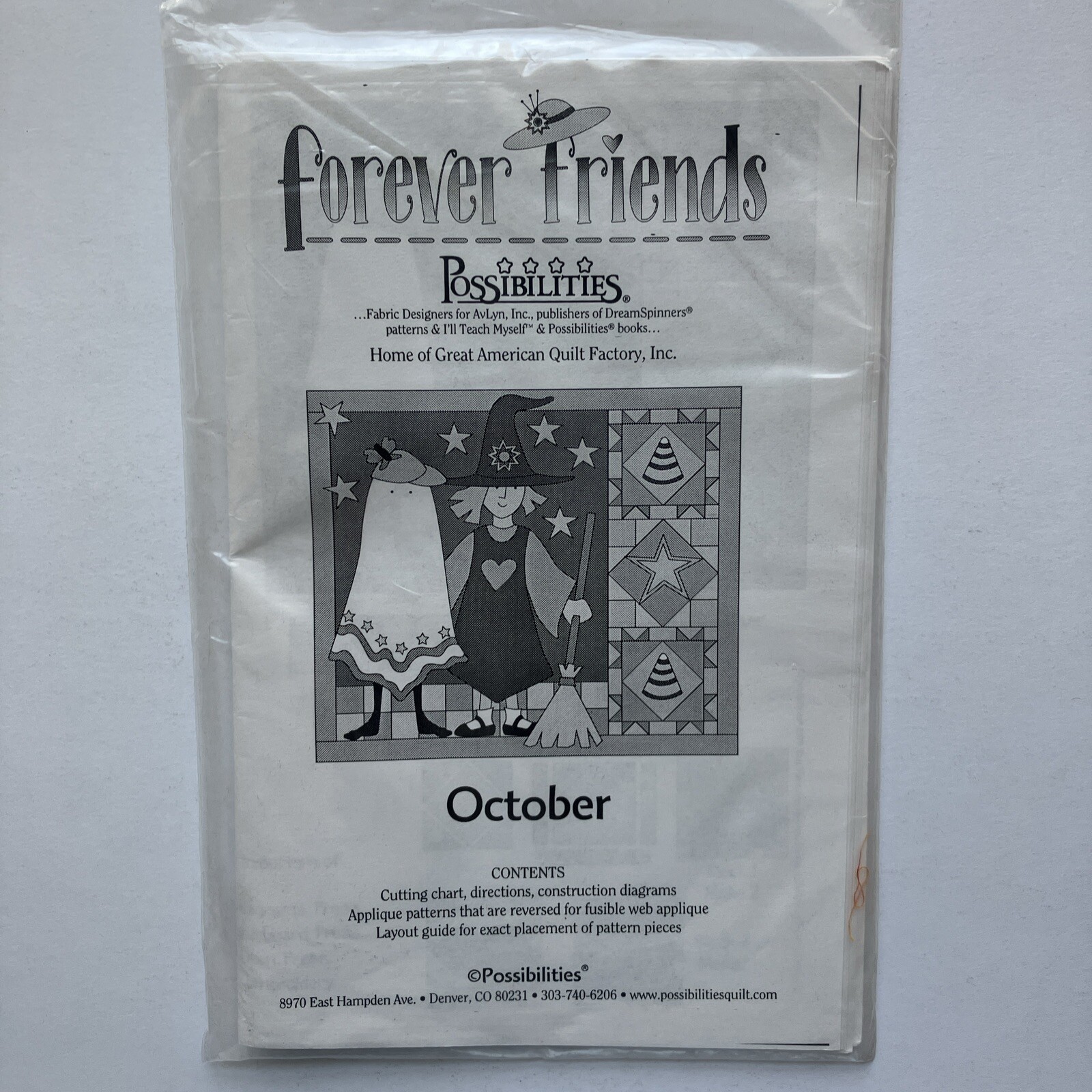 Possibilities Forever Friends *October* Calendar Applique Quilt Patterns Booklet