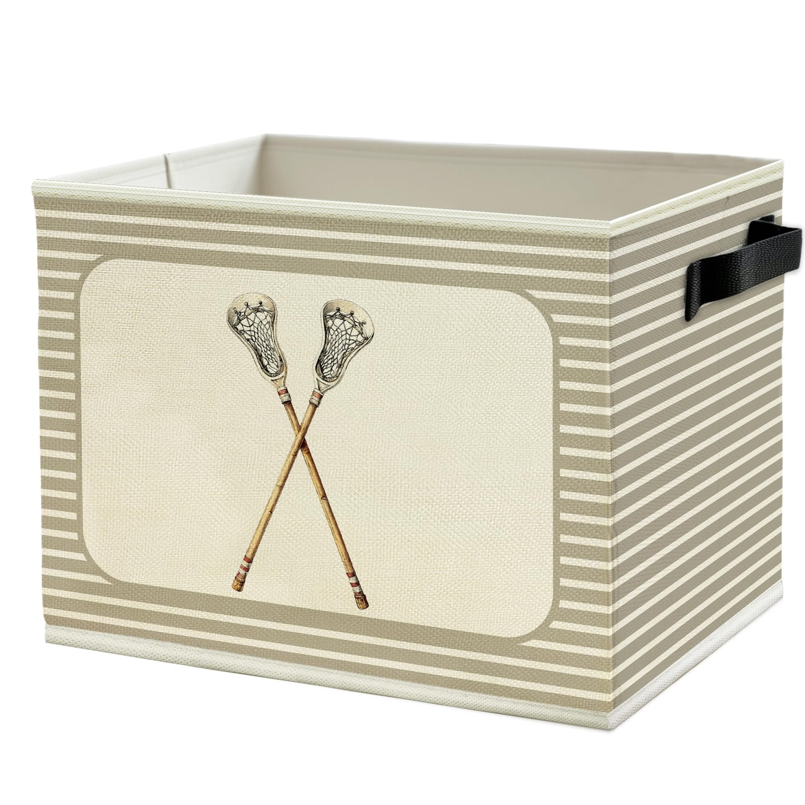 Lacrosse Sports Nursery Storage Bins Box with Handles, Lacrosse Sticks Sports...