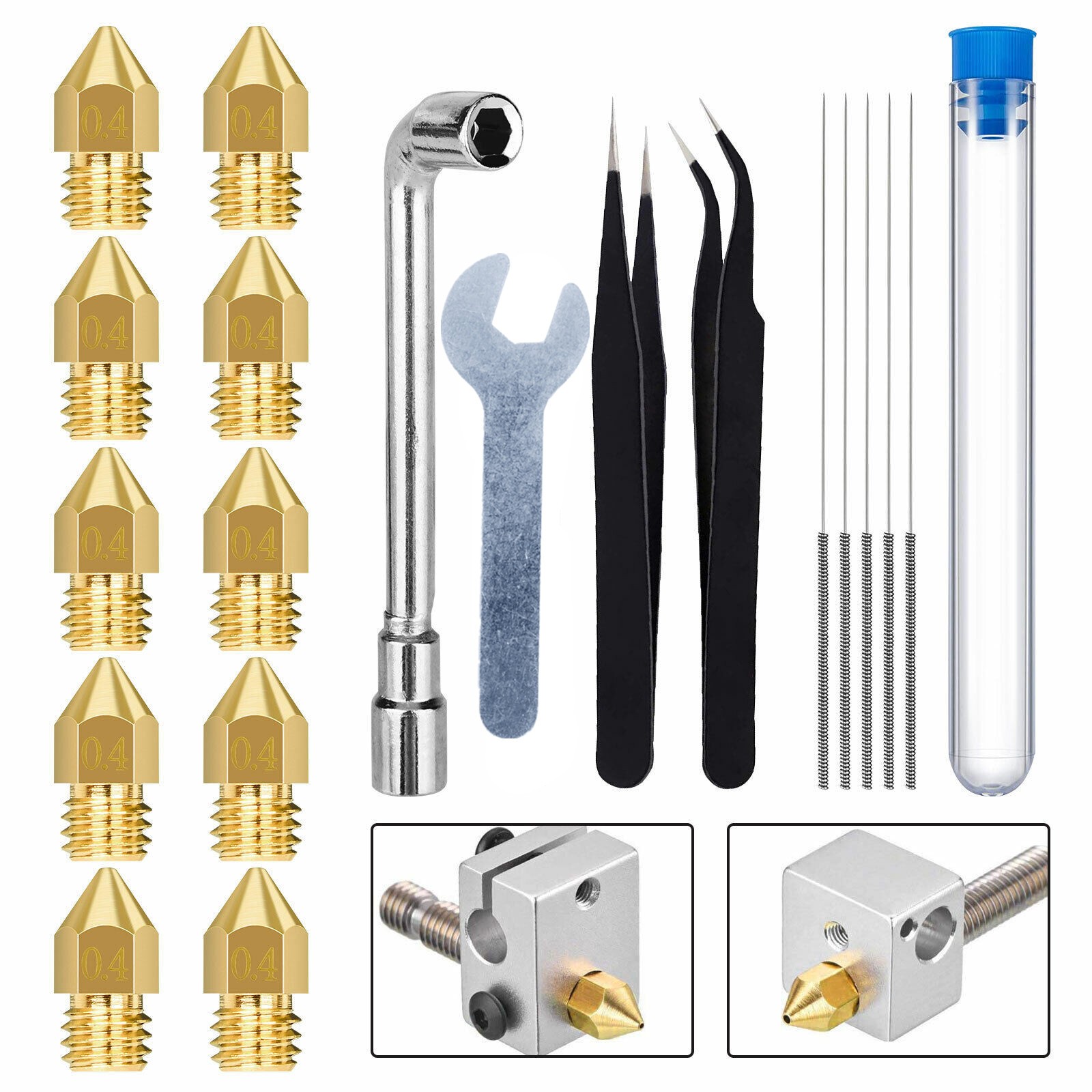 1 Set Kit 0.4mm 3D Printer Extruder Nozzle Cleaning Tool For CR-10/Ender 2 3