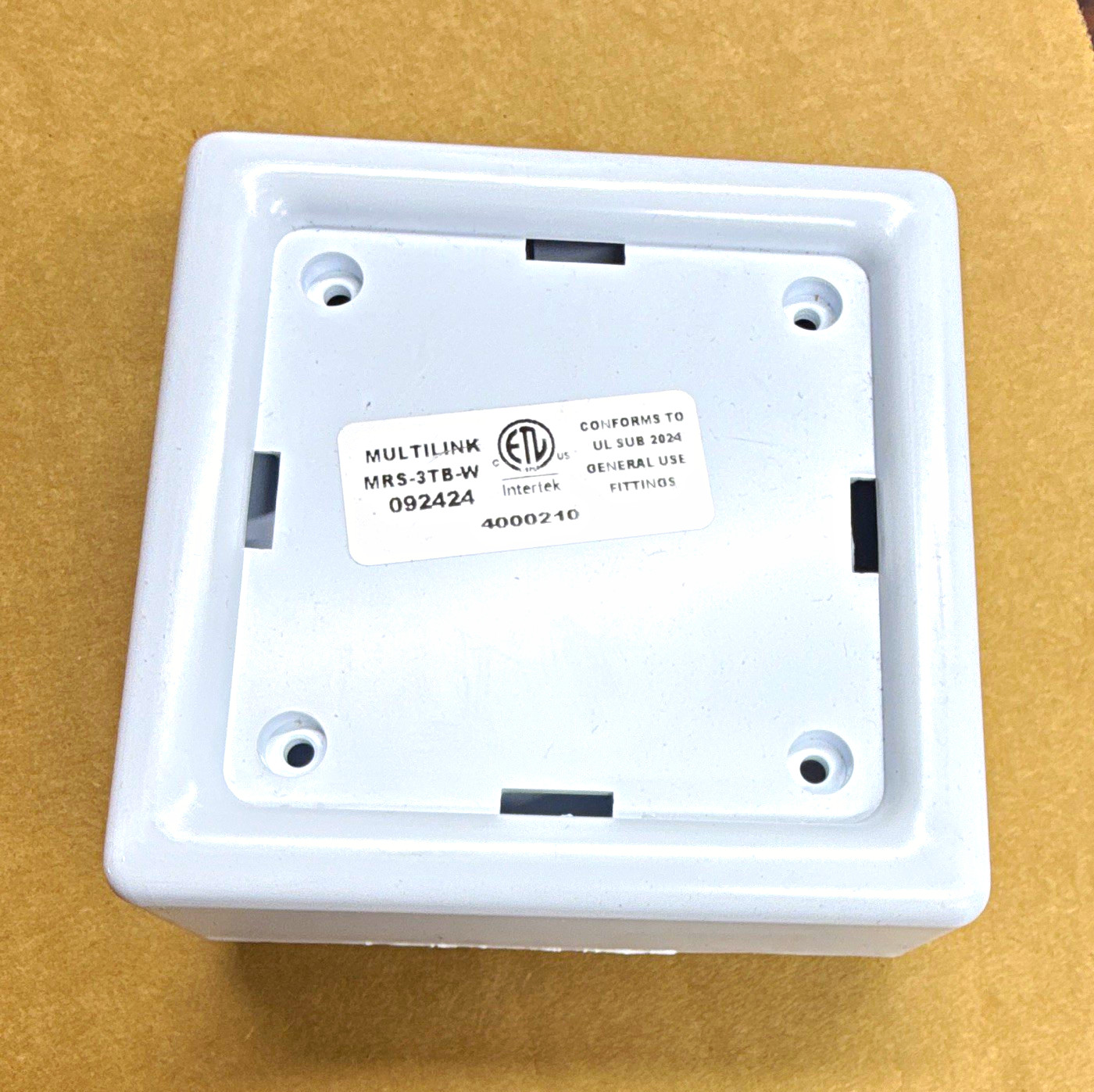 Multilink MRS-3TB-W Square Surface Mount Enclosure Back Box, White, ETL