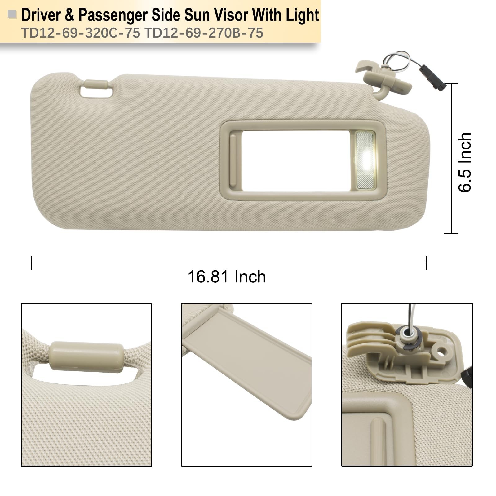 NHILES Left Driver & Right Passenger Sun Visor Compatible with Mazda CX-9 201...