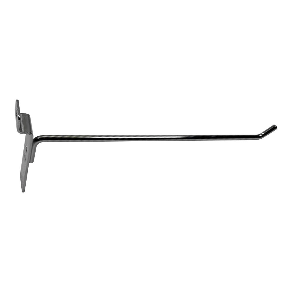 10" Slatwall Hook Panel Display Hooks, 1/4" Thickness Metal, Chrome - PACK 12