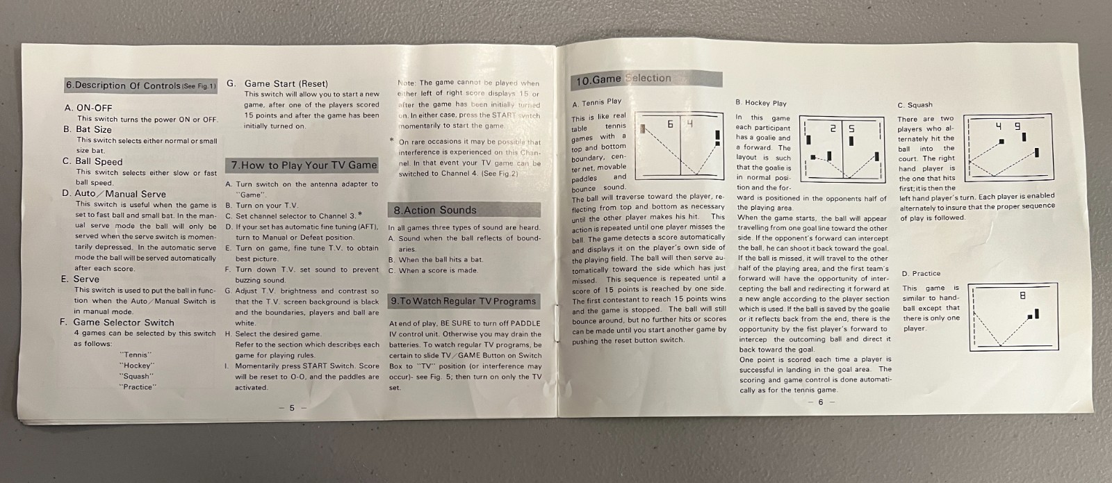 Paddle IV 4 Roberts The Pro Line Television Computer Games Console Manual (ONLY)