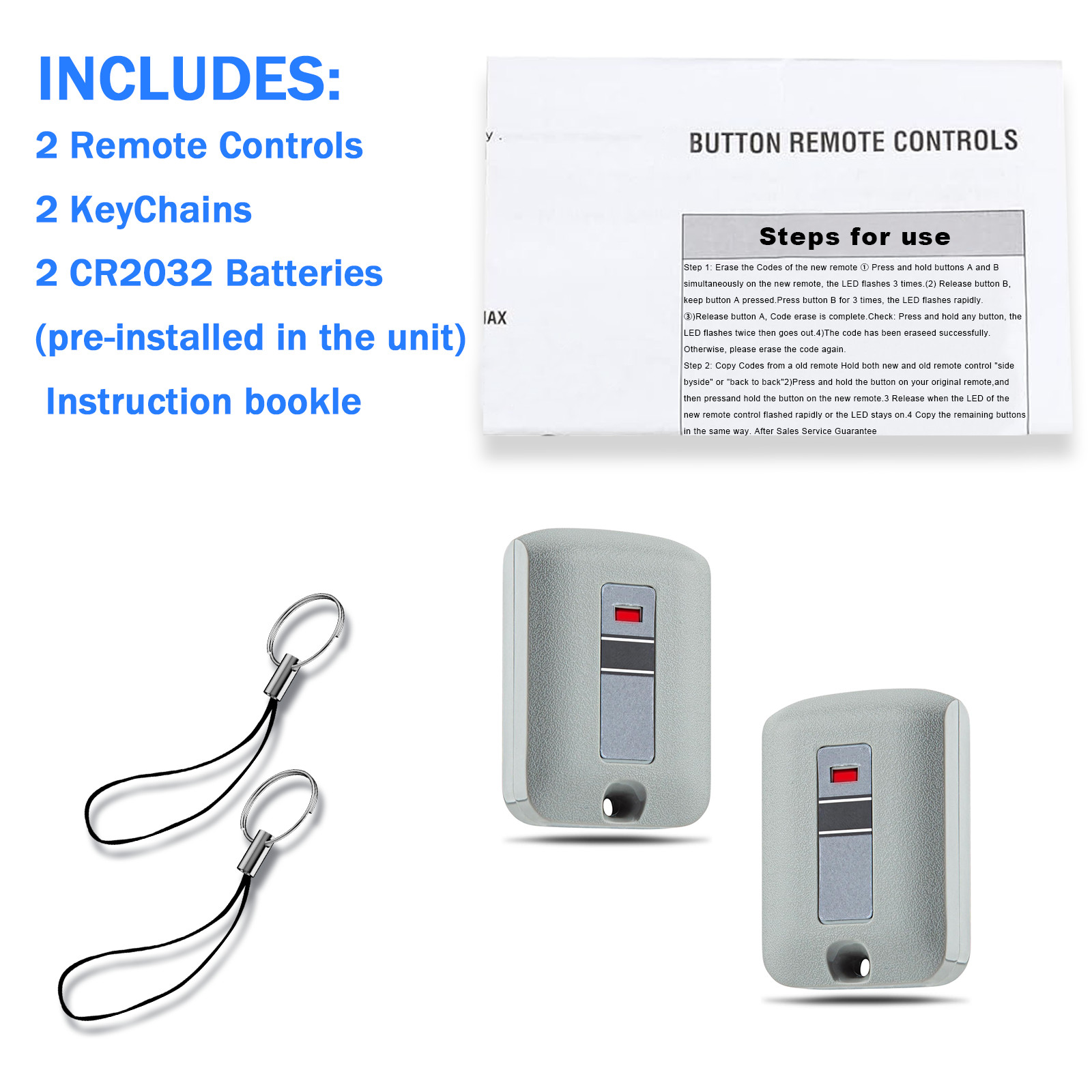 2X Remotes for Linear 10 DIP 300MHz Multi-code 306010, 30891 use for Garage Door