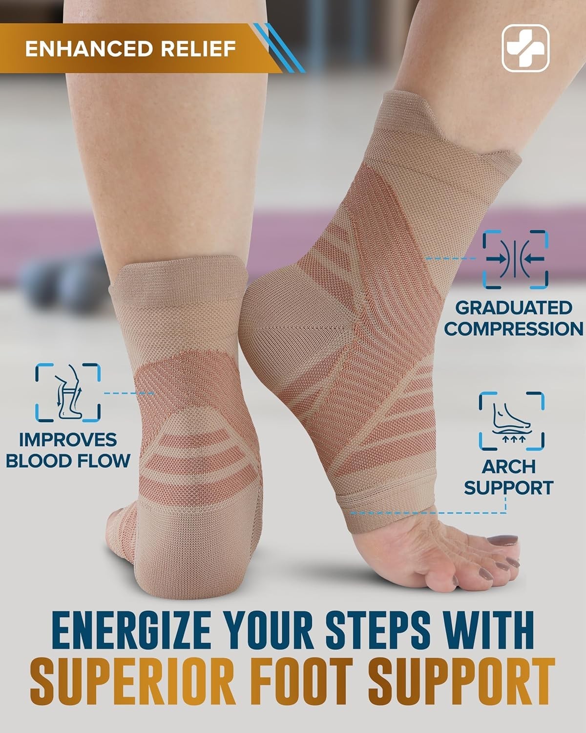 Copper Ankle Compression Sleeve - Toeless Compression Socks, Copper Ankle Bra...