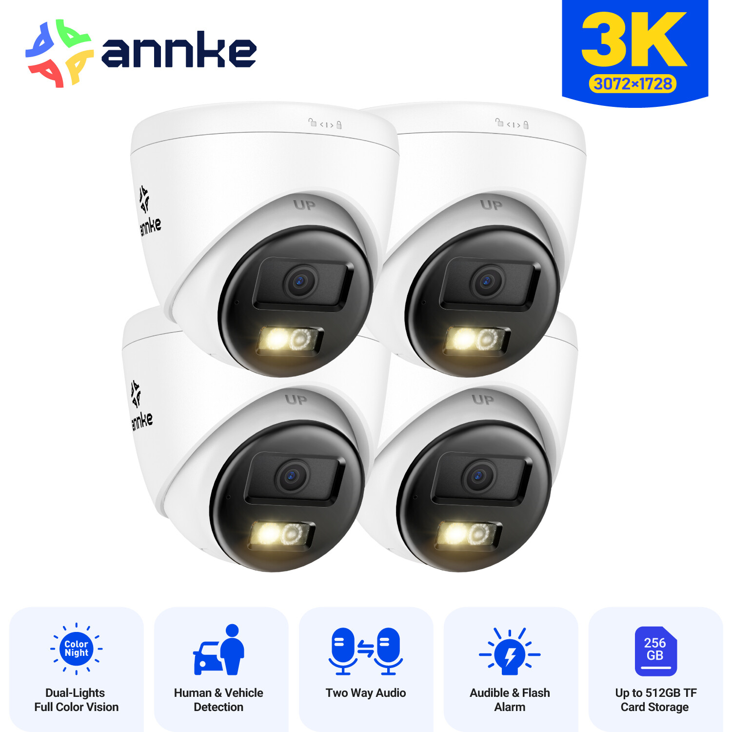 ANNKE 5MP Two Way Audio PoE IP Security Camera Outdoor AI Human Detection Color