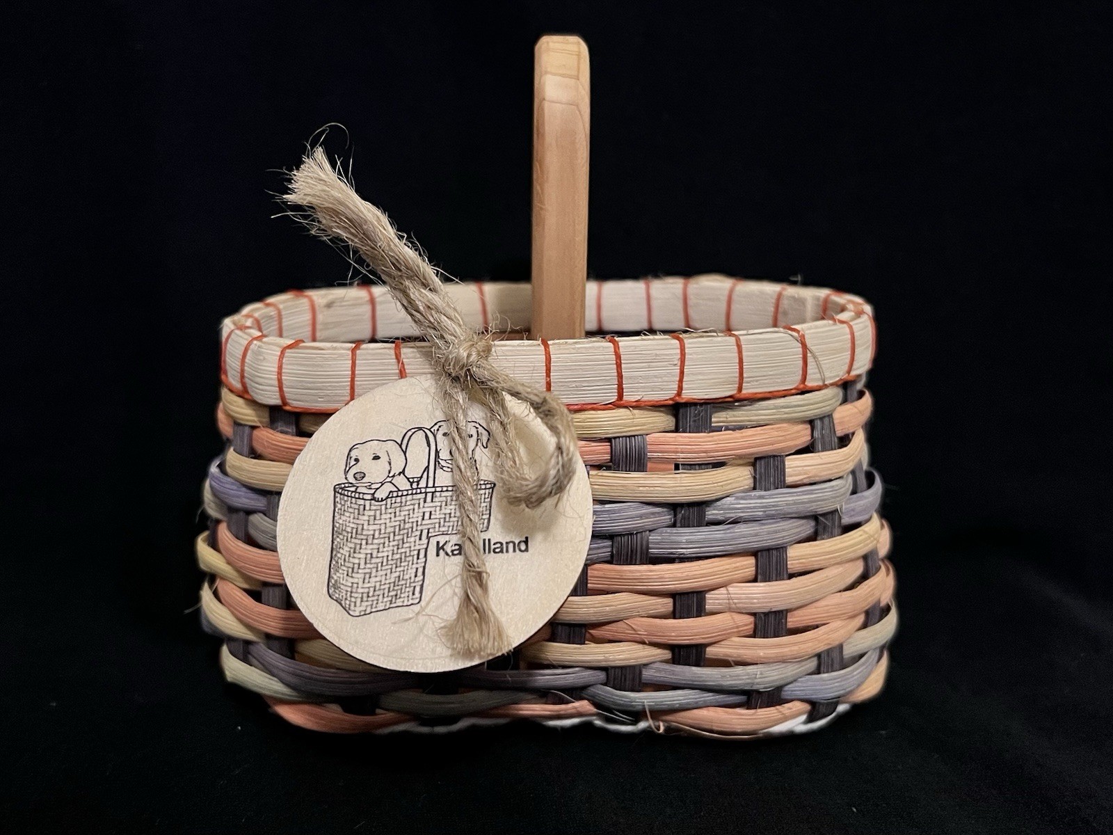 Small Katalland Handmade Divided Basket Great For Salt&Pepper Dyed Natural Reed