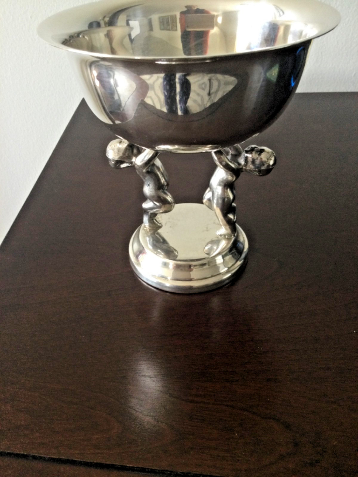 Vintage 1958 Lehman Bros Silver Plated Pedestal Cupids Compote Dish