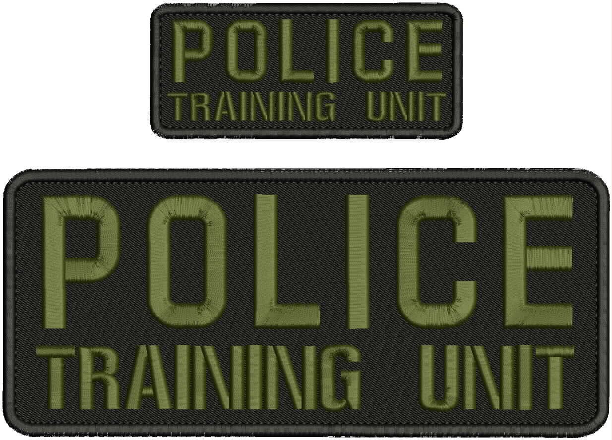 Collectible Embroidery Patch Police Training Unit 4X10AND 2X5 Od Green On Black