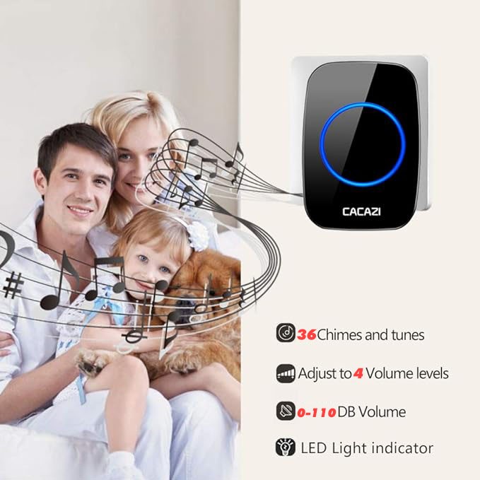 1000FT Wireless Doorbell Waterproof 1 Plugin Receiver Adjustable Volume 38 Chime