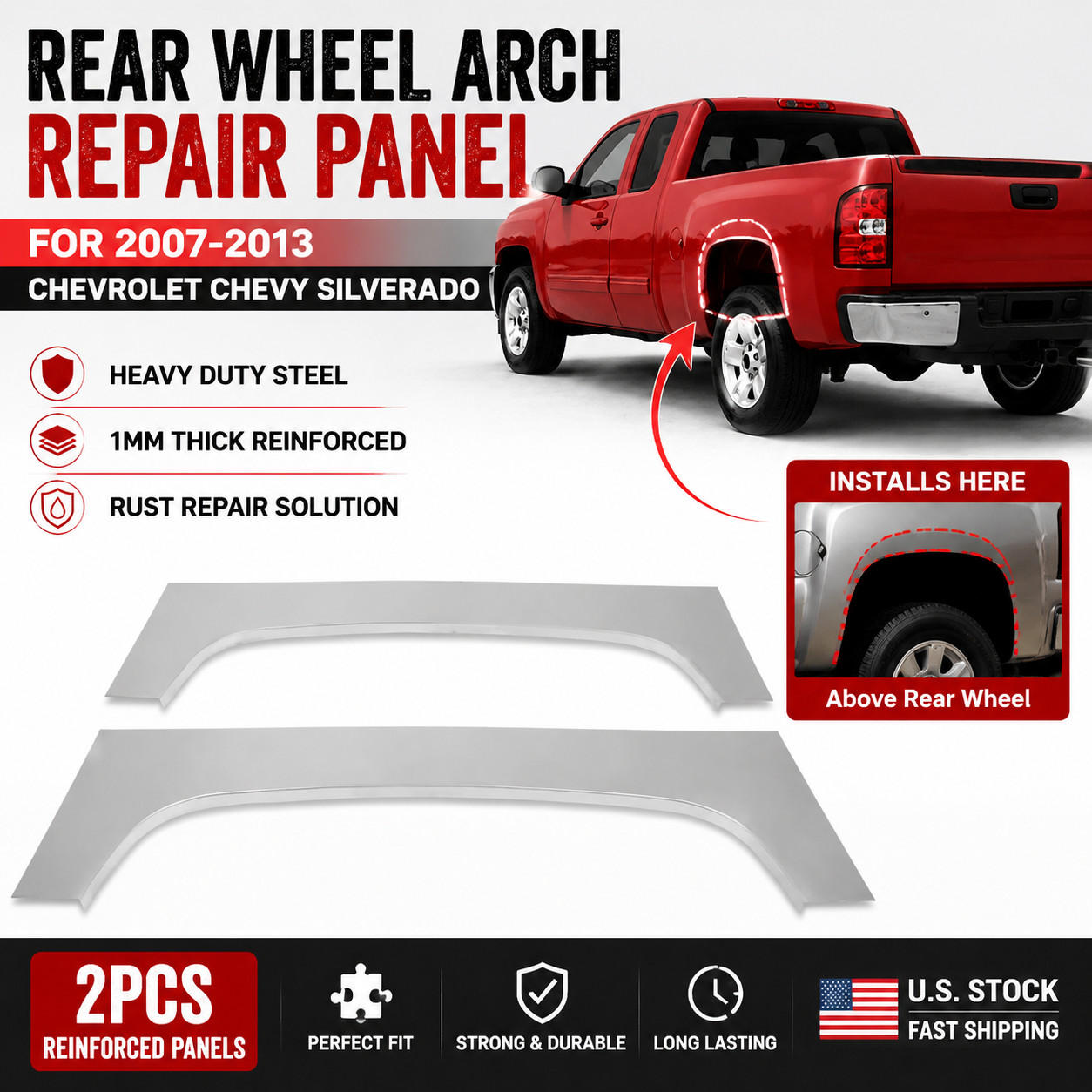 REAR WHEEL ARCH REPAIR PANELS For 2007 - 2013 CHEVROLET CHEVY SILVERADO 1 Pair