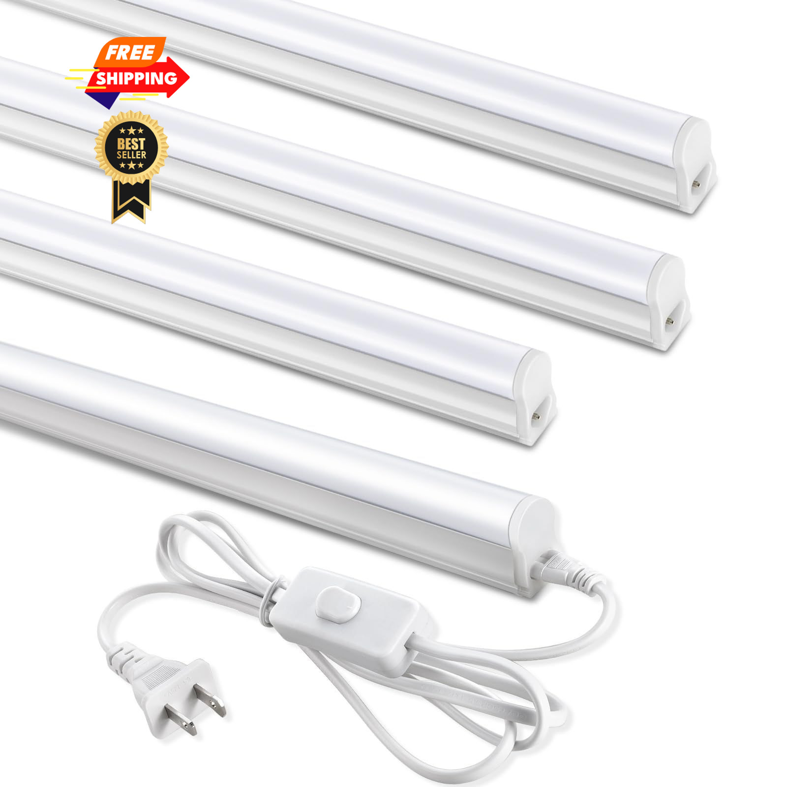 SUNLINKCO (4 Pack) 4FT T5 LED Shop Light,6500K,20W,2300LM(Super 4 PACK, 6500K