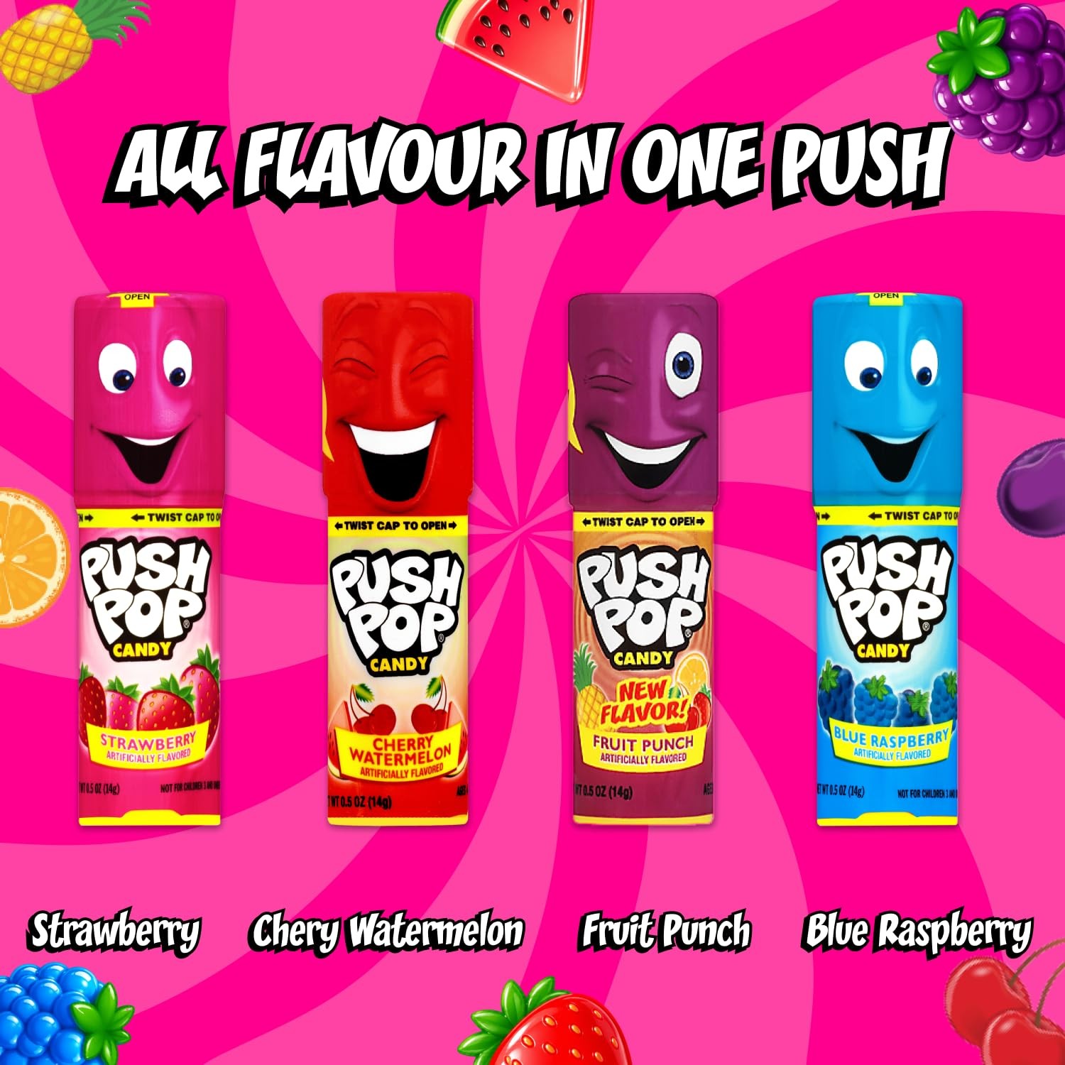 Push Pop Lollipops Hard Candy Variety Pack Lollipops Individually Wrapped 10ct