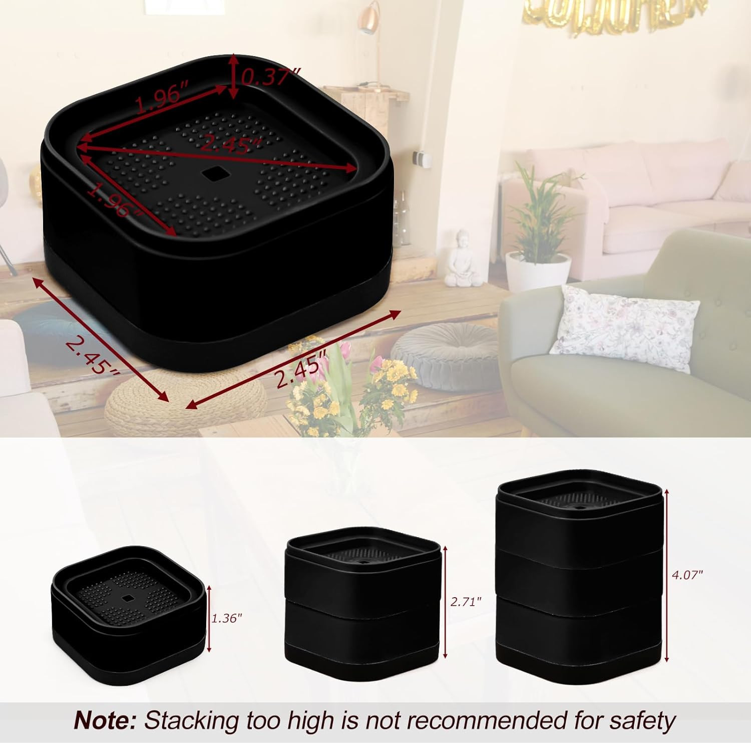 12 Pack Furniture Risers, Adjustable Bed Risers Heavy Duty Stackable Bed