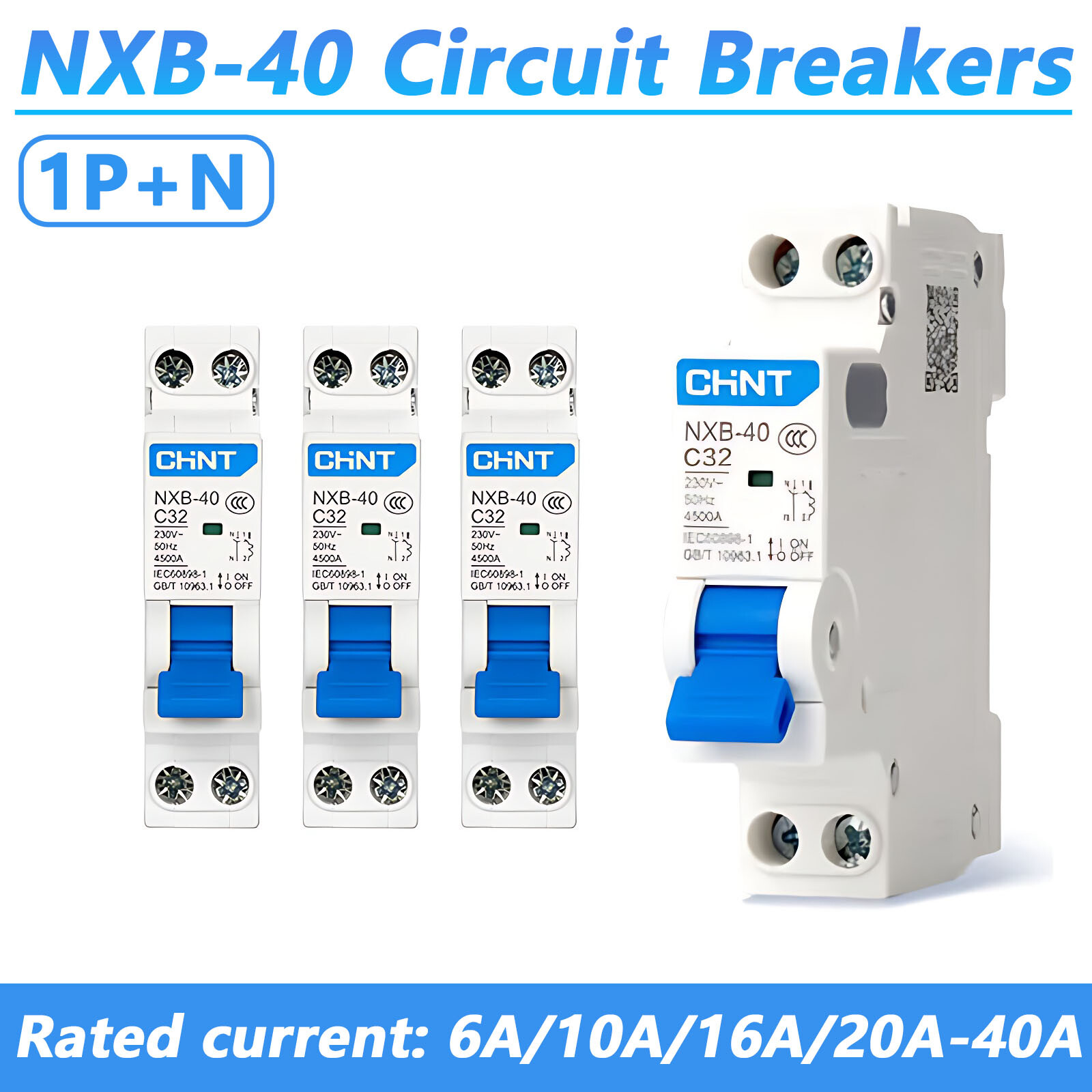 NXB-40 Circuit Breakers Type C 1P+N 6/10/16/20/25/32/40 Amp 230V Air Switch