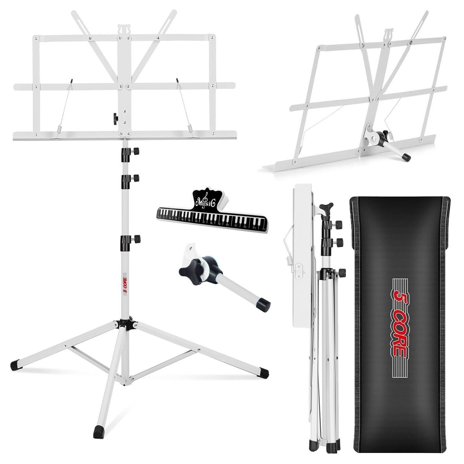 5 Core Music Stand Adjustable Book Stands Foldable Portable Sheet Holder