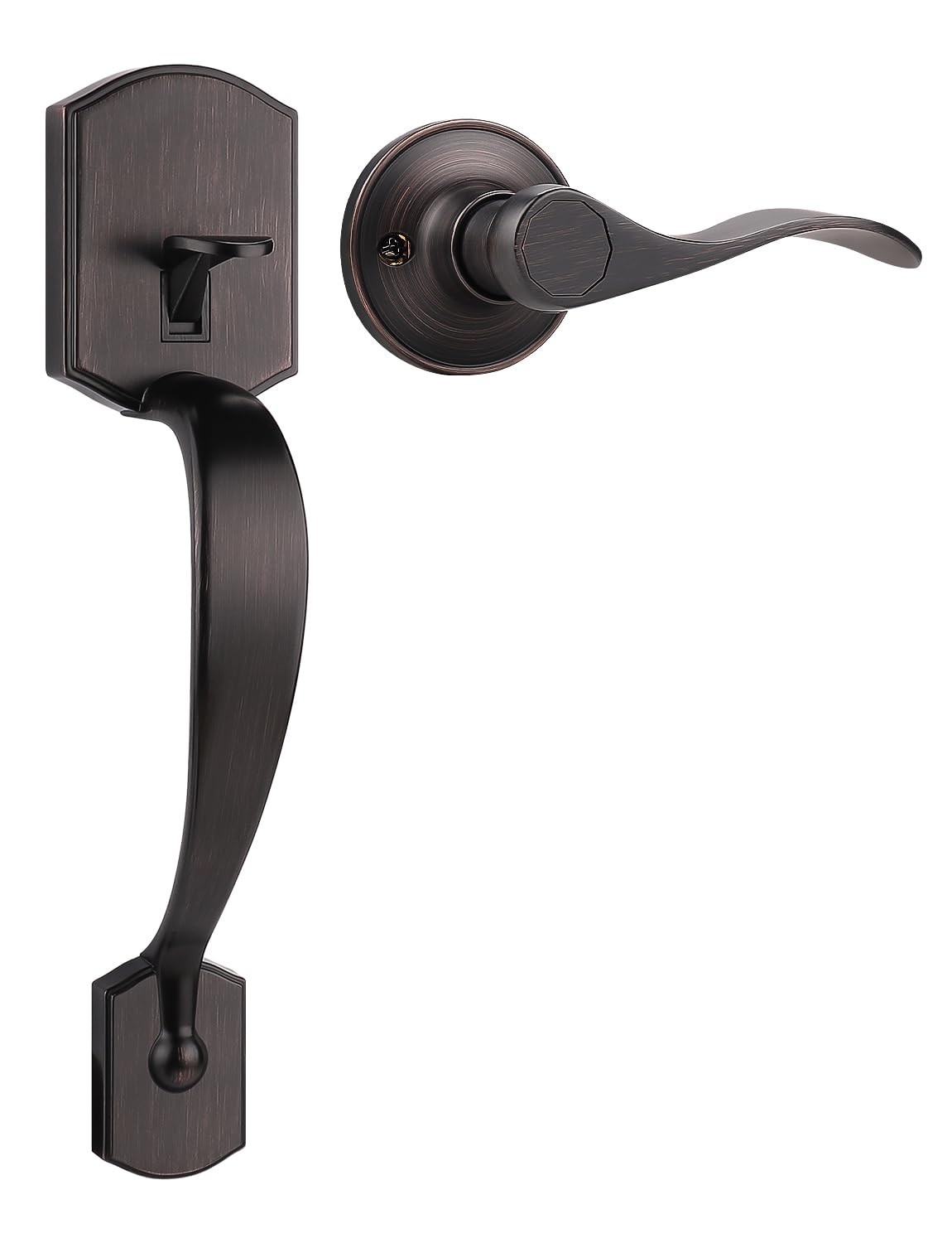 Oil Rubbed Bronze Entry Door Handle Set with Wave Lever & Electronic Keypad