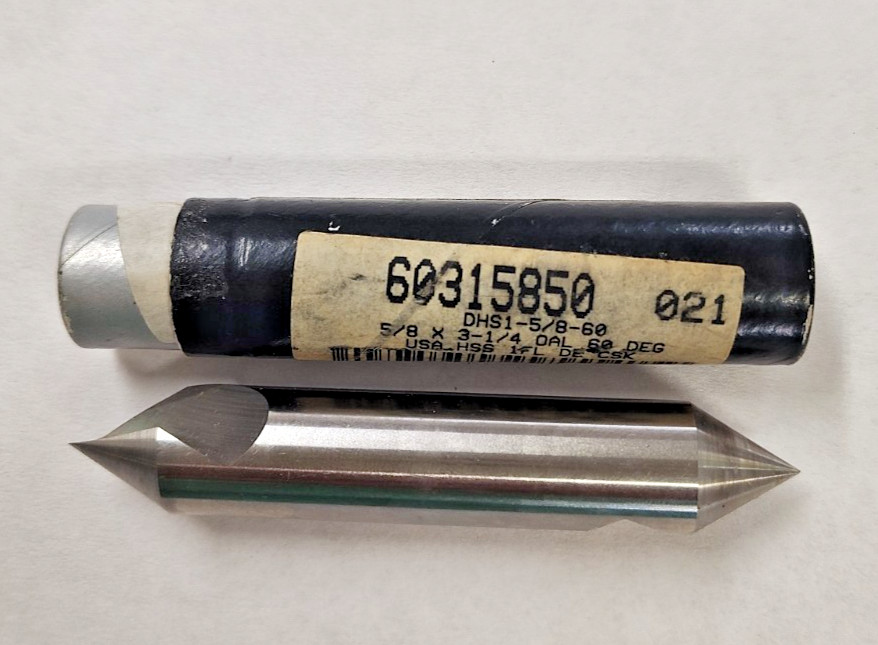 5/8 x 3 1/4 OAL 60 Deg 1 FL USA HSS Double End Countersink