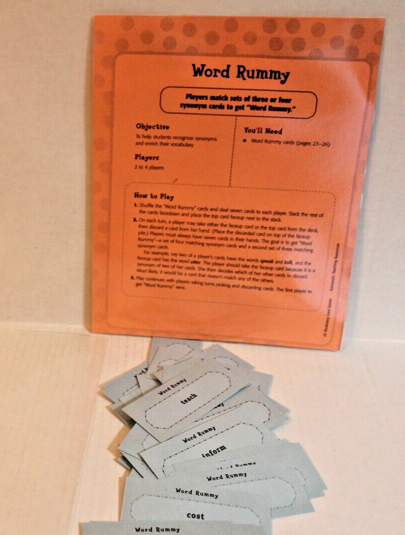 Word Rummy Vocabulary Game for Reading Grades 3-5 Scholastic Teaching Activity