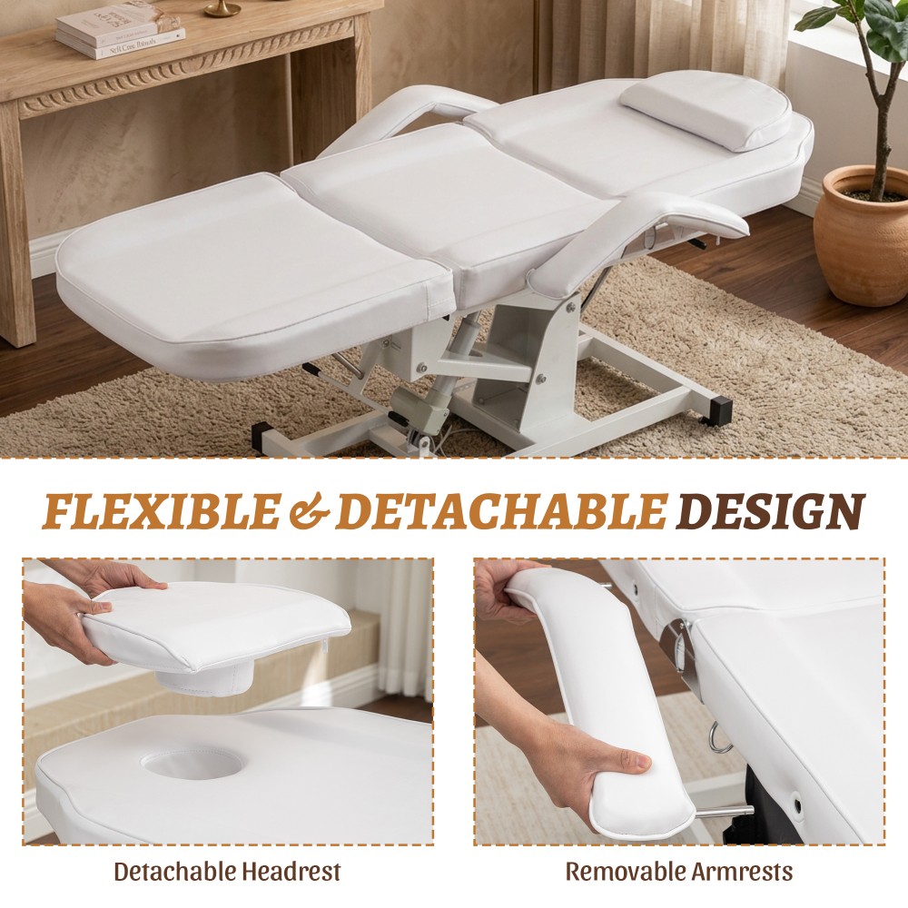 Electric Salon Bed 440LBS Massage Table Remote Control Adjustable PU Leather