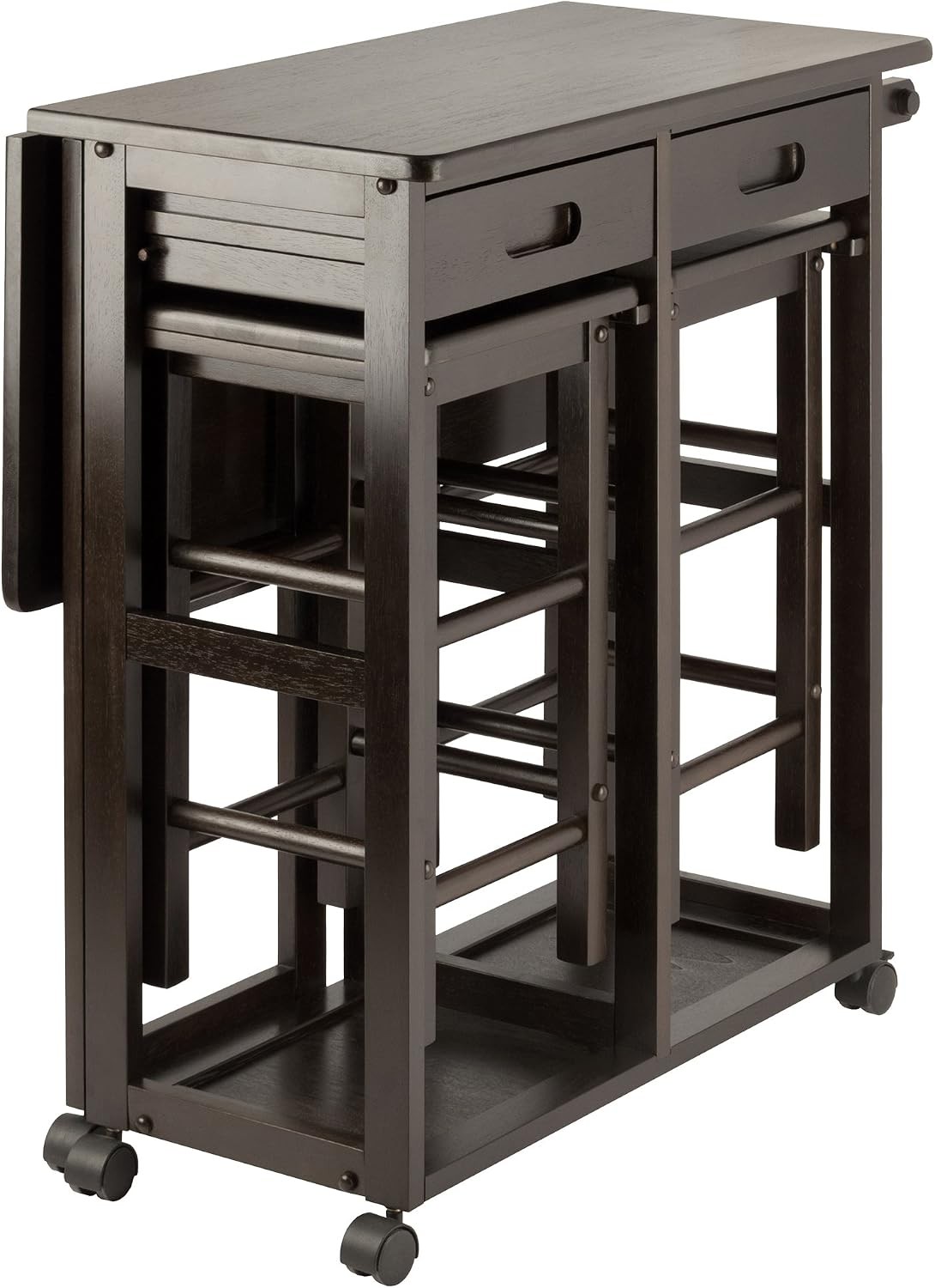 Suzanne Kitchen Table Set W/ Stools 33" in Coffee Convenient Sturdy Mobile