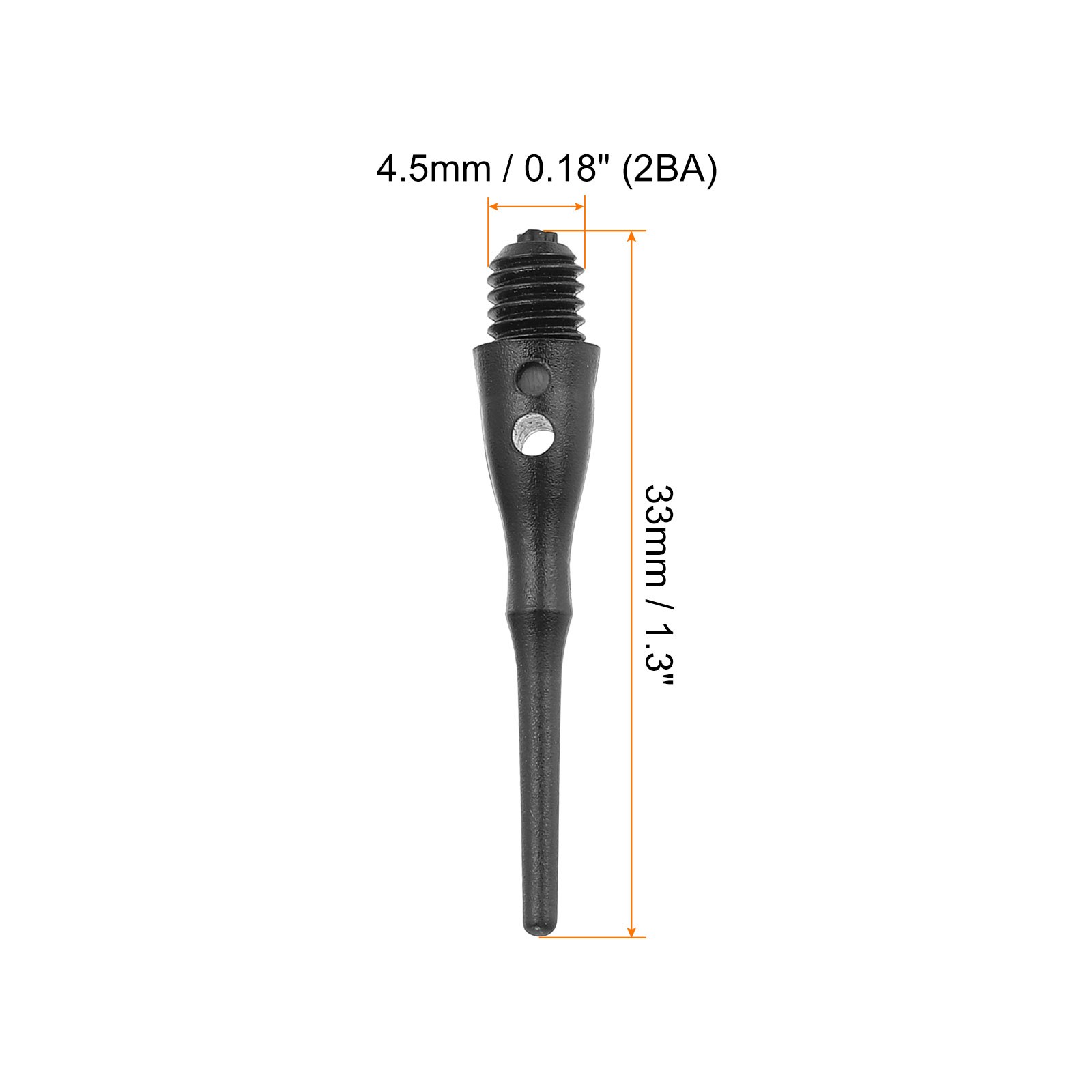 50Pcs 2BA Thread Plastic Soft Tip Dart Points Replacement Accessories, Black