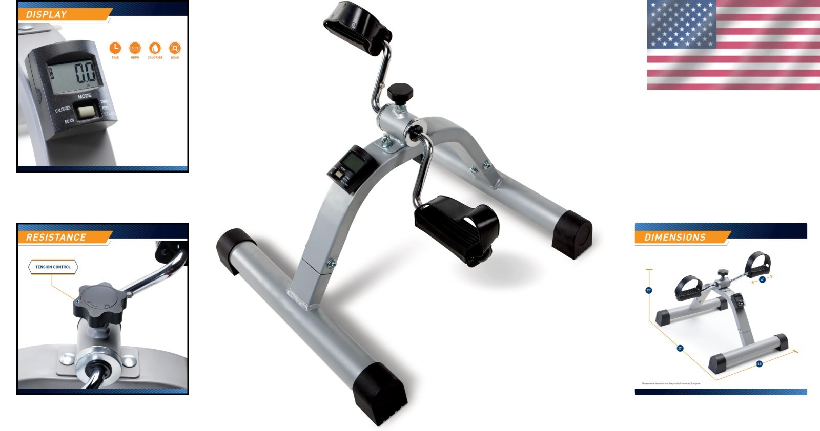 Alloy Steel Under Desk Exercise Cycle: Adjustable Resistance, 2-