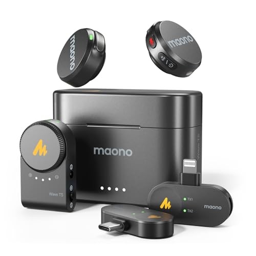 Wave T5 Mini Magnetic Wireless Lavalier Microphone for USB-C/Lightning/Camera