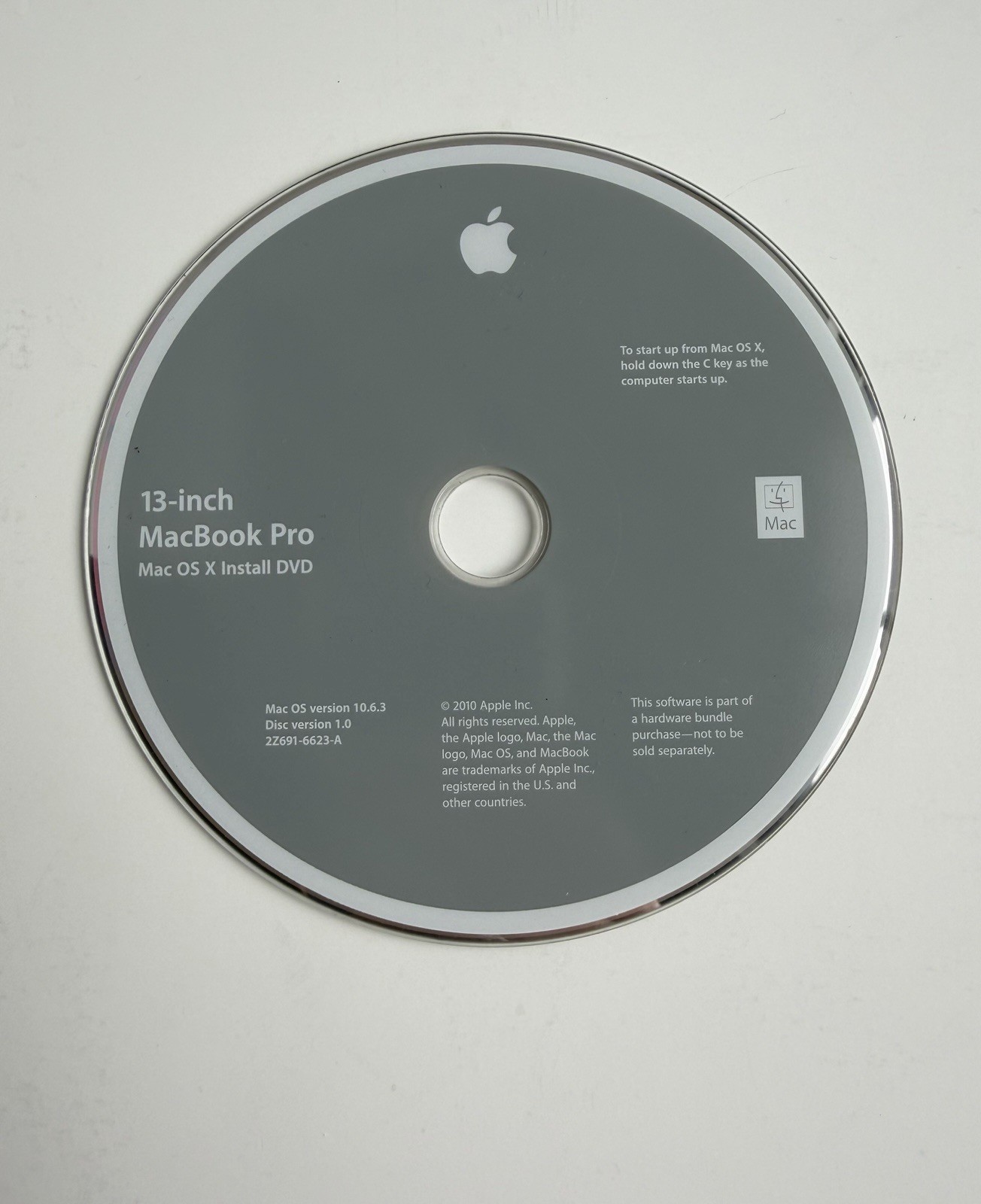 Mac OS X 10.6.3 Install DVD 13" MacBook Pro 2Z691-6623-A, OS Disc ONLY