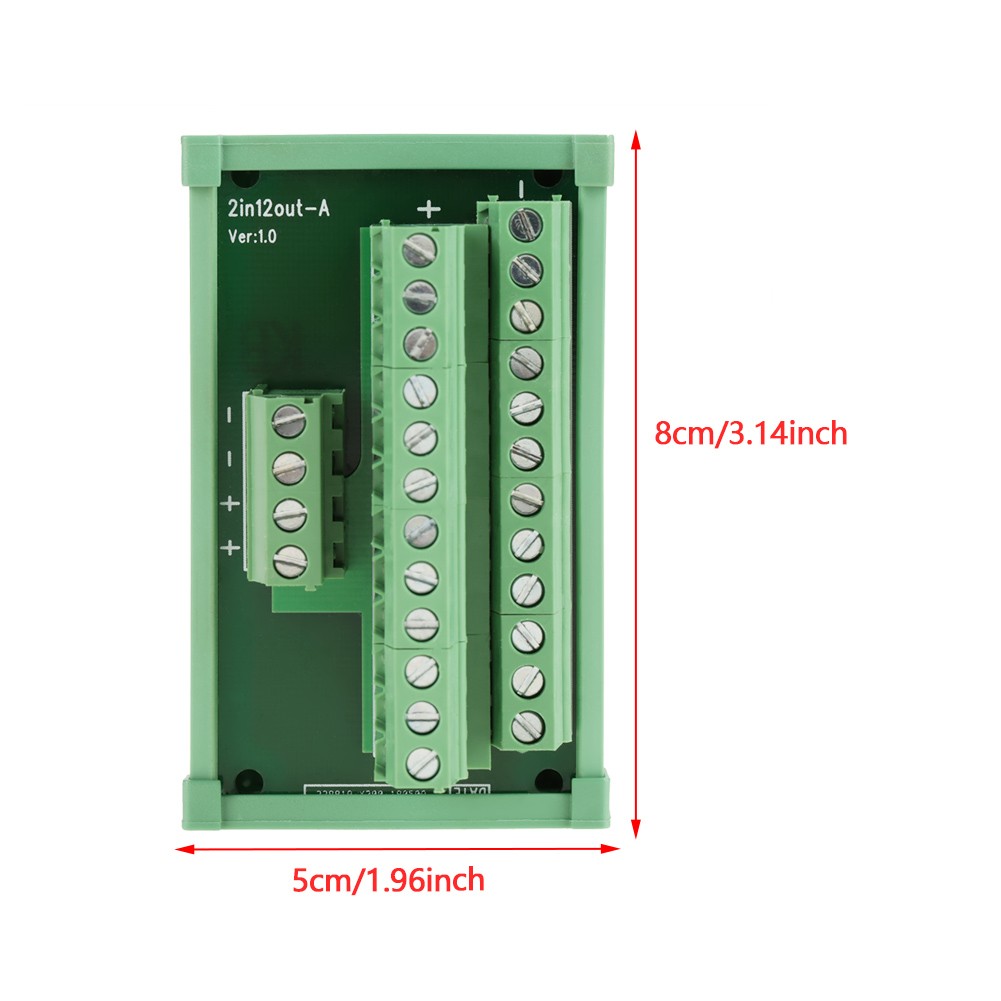 12 Position Power Distribution DIN Rail Mount Interface Module Board