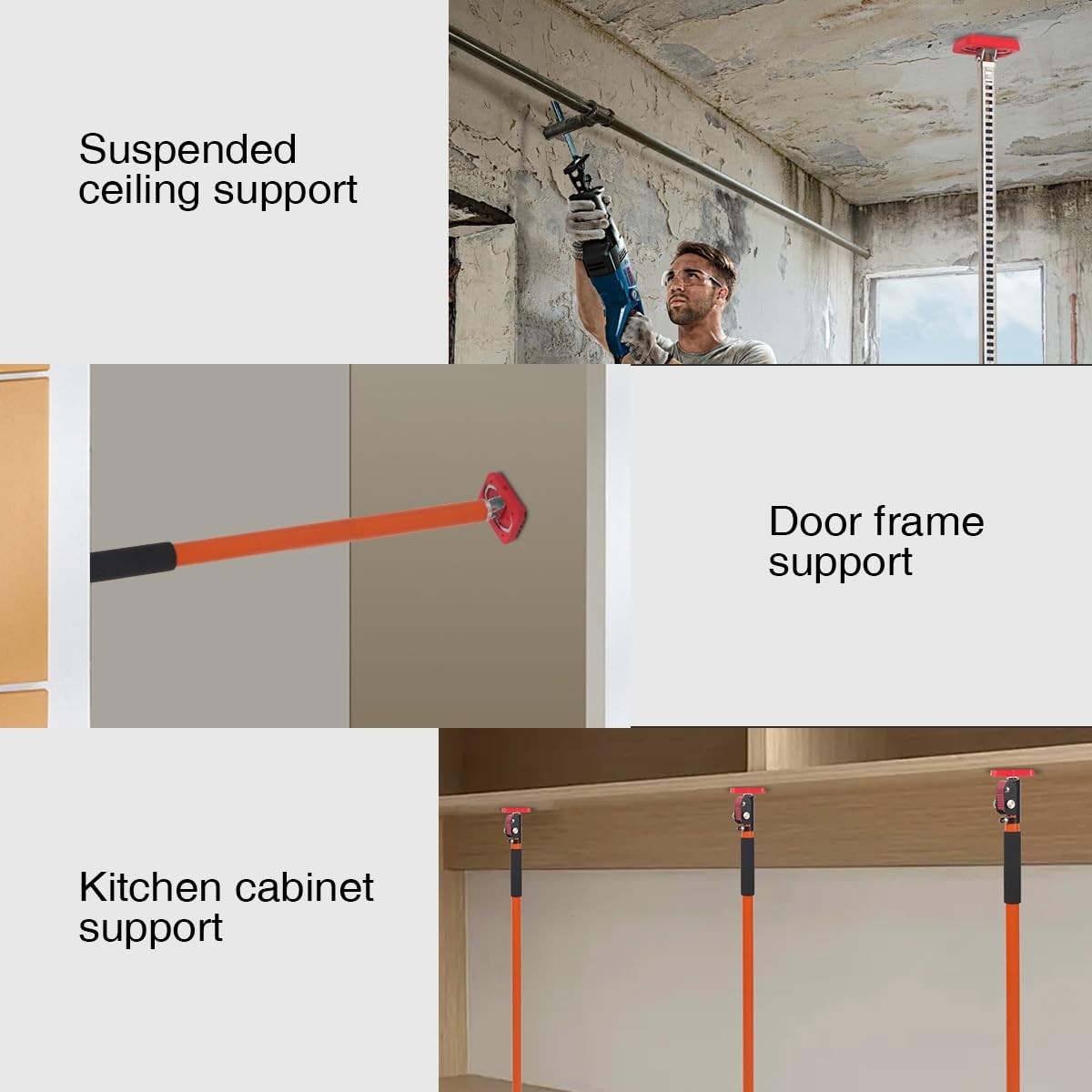 Adjustable Support Pole 2-Pack Telescopic Rod 35-63in Construction Ceiling