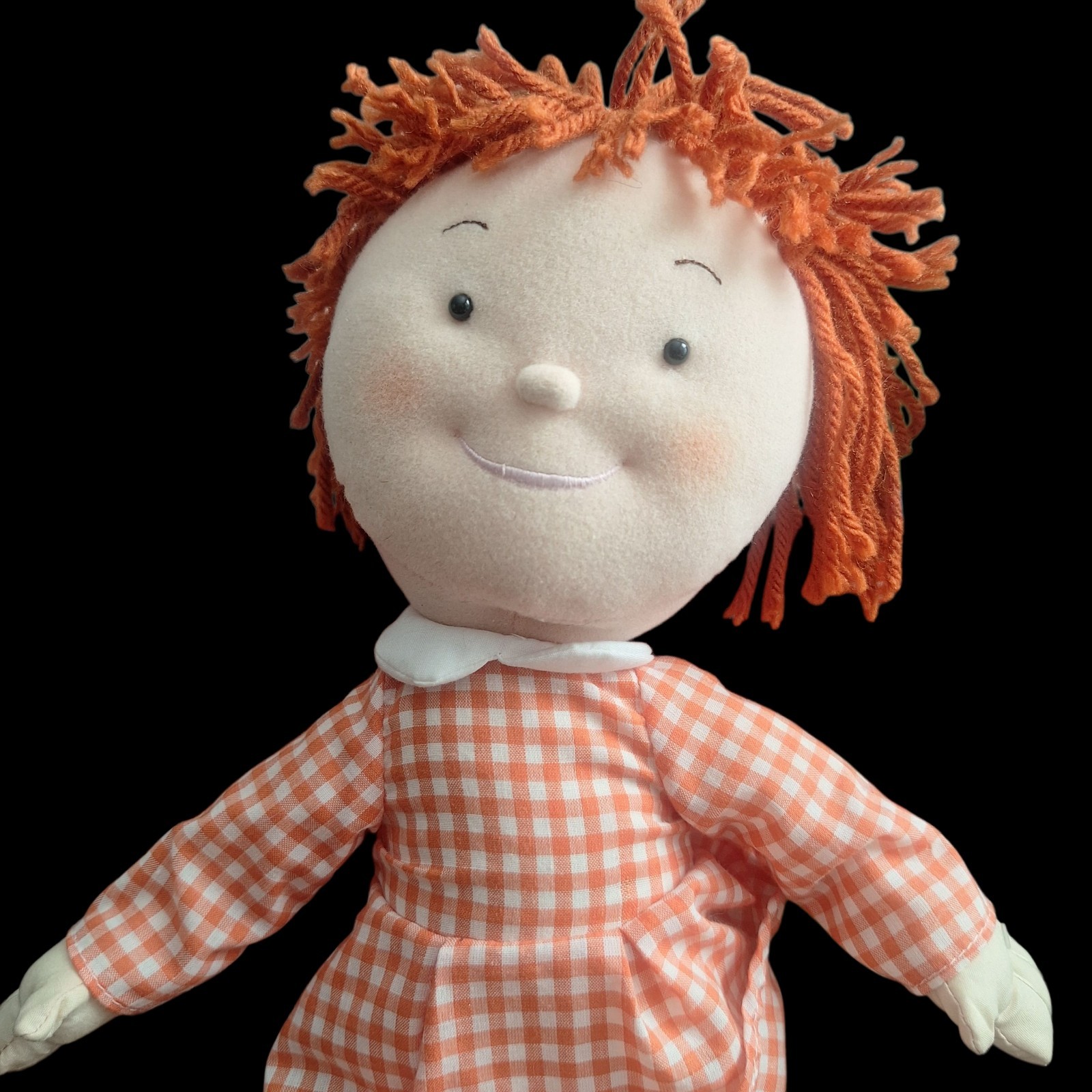 FAO Schwarz LITTLE RED 1994 16" Plush Rag Girl Doll Orange Yarn Hair Vtg Gingham