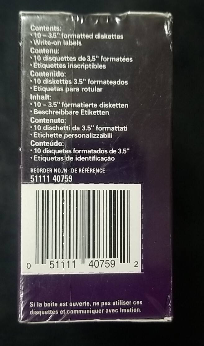Imation 2HD 3.5 Diskettes. Mac Formatted. 10 Diskettes. New and Sealed