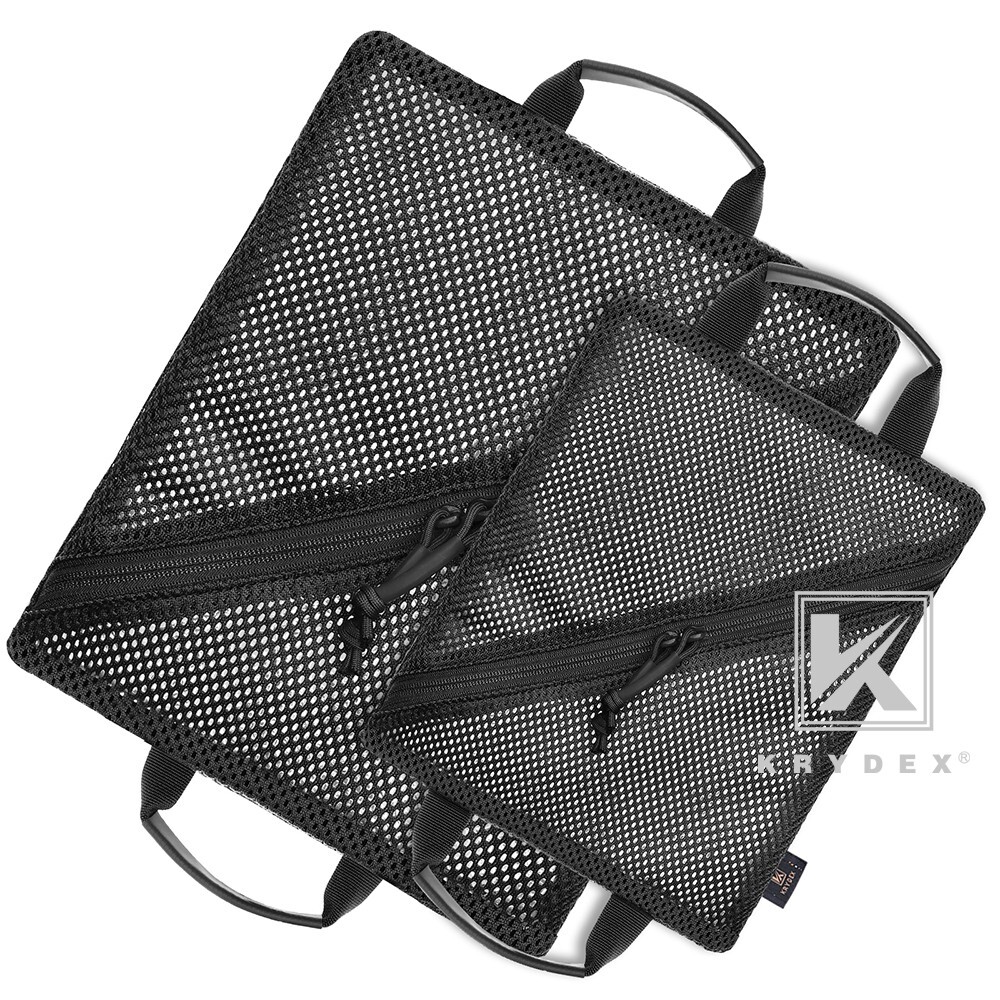 KRYDEX Tactical Mesh Pouch Set Modular Storage Outdoor Organizer Pockets Black