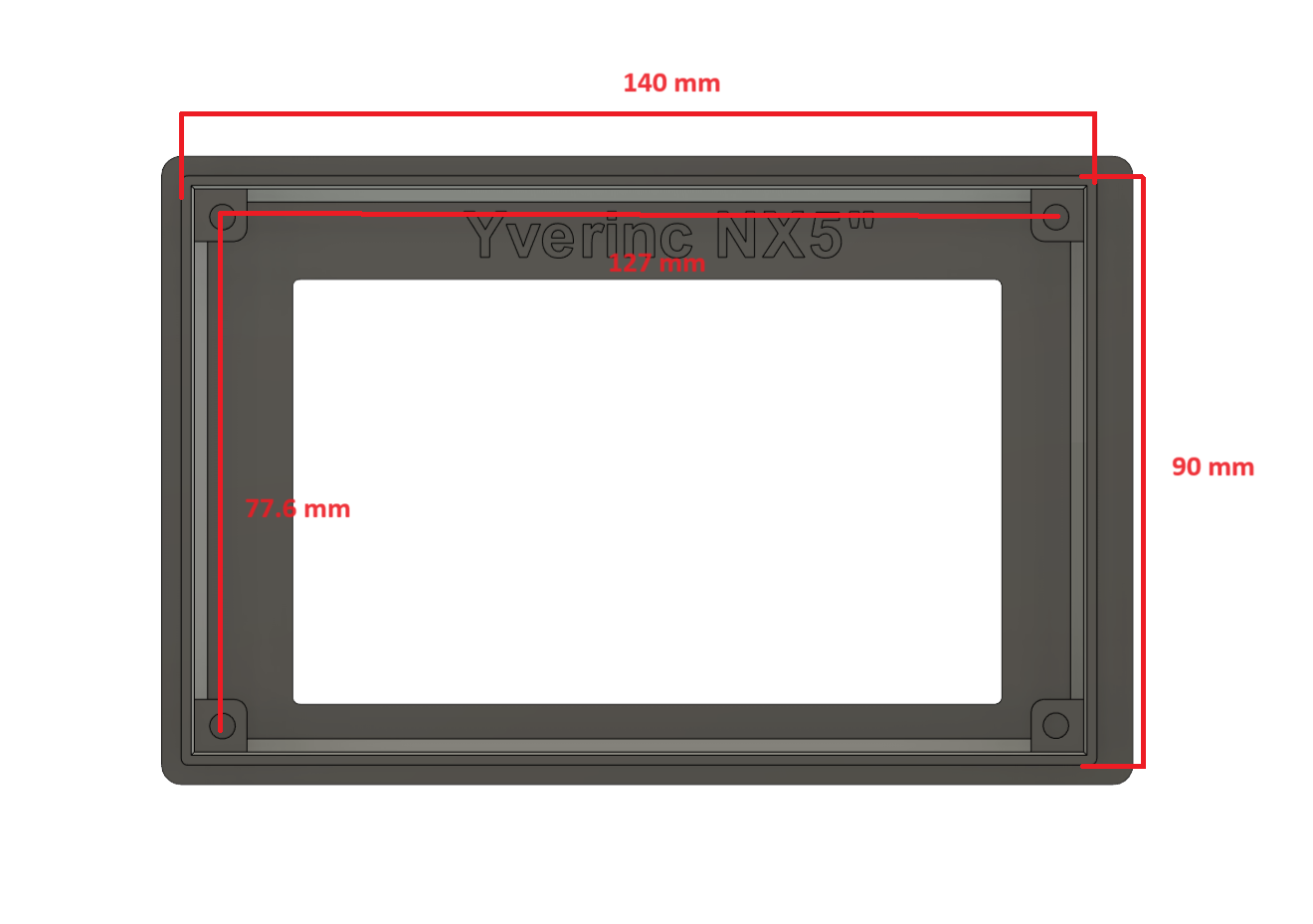 Einbaurahmen bezel frame für Nextion display LCD 5" Enhanced Yverinc Labs