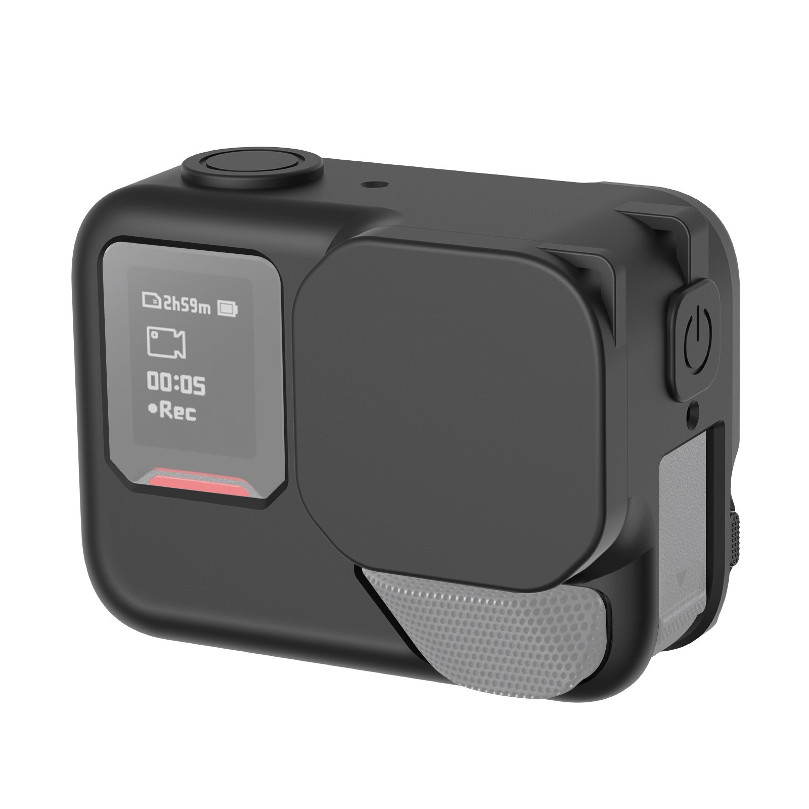 For Insta360 Ace Pro 2 Body Silicone Protective Case with Lens Cap&Strap (Black)