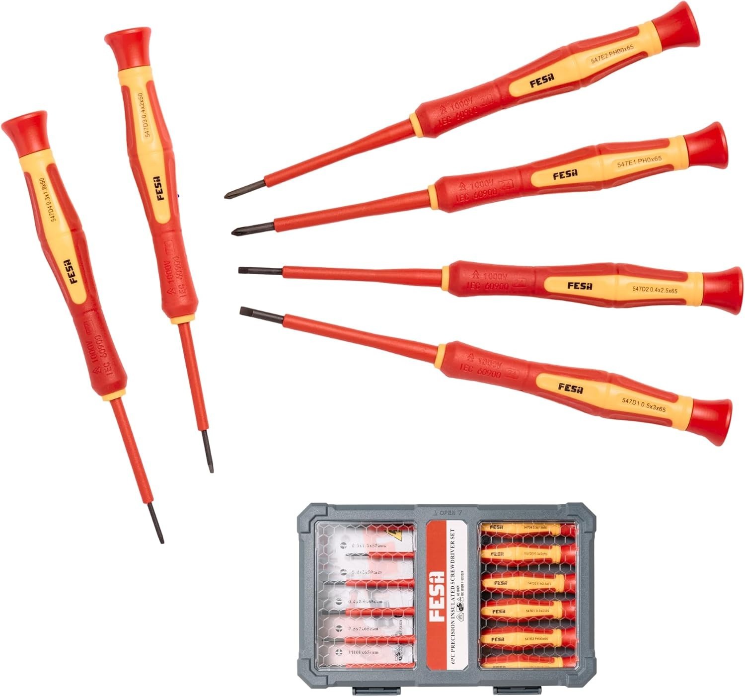 Insulated Precision Screwdriver Set - 1000V 6-pc Terminal Screwdriver Set w/M...