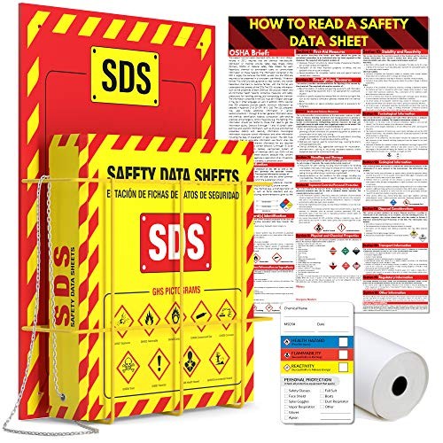 MSDS Wall Station with 3” SDS Binder & Wire Rack, OSHA/GHS Safety Data 1 Pack