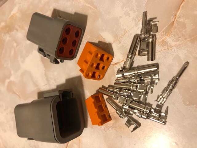 Deutsch DTP 6-Pin Connector Plug Kit 14-12-10 AWG EZ crimp DTP04-6P DTP06-6S