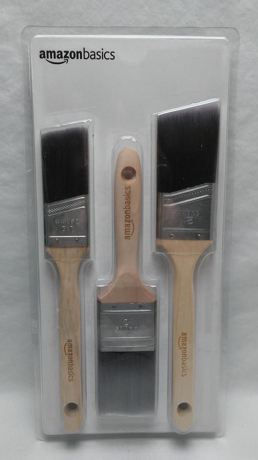 Amazon Basics Master Pro Paint Brush Set Wood Handle - 3 Sized Brushes