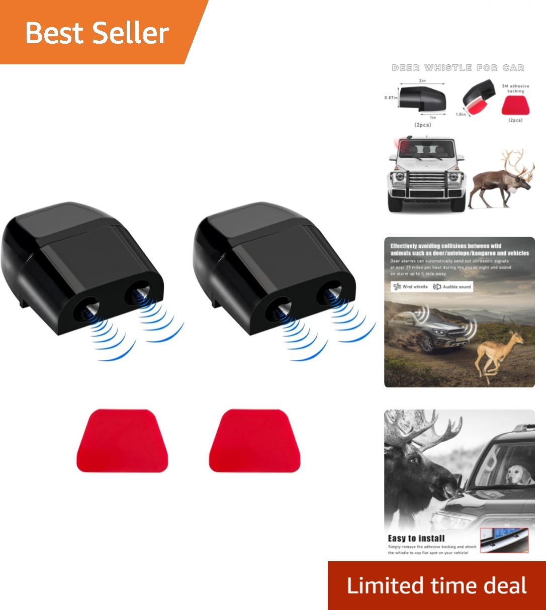 2 PCS Deer Whistles for Car, Automotive Save a Deer Whistles to Avoid Collisi...