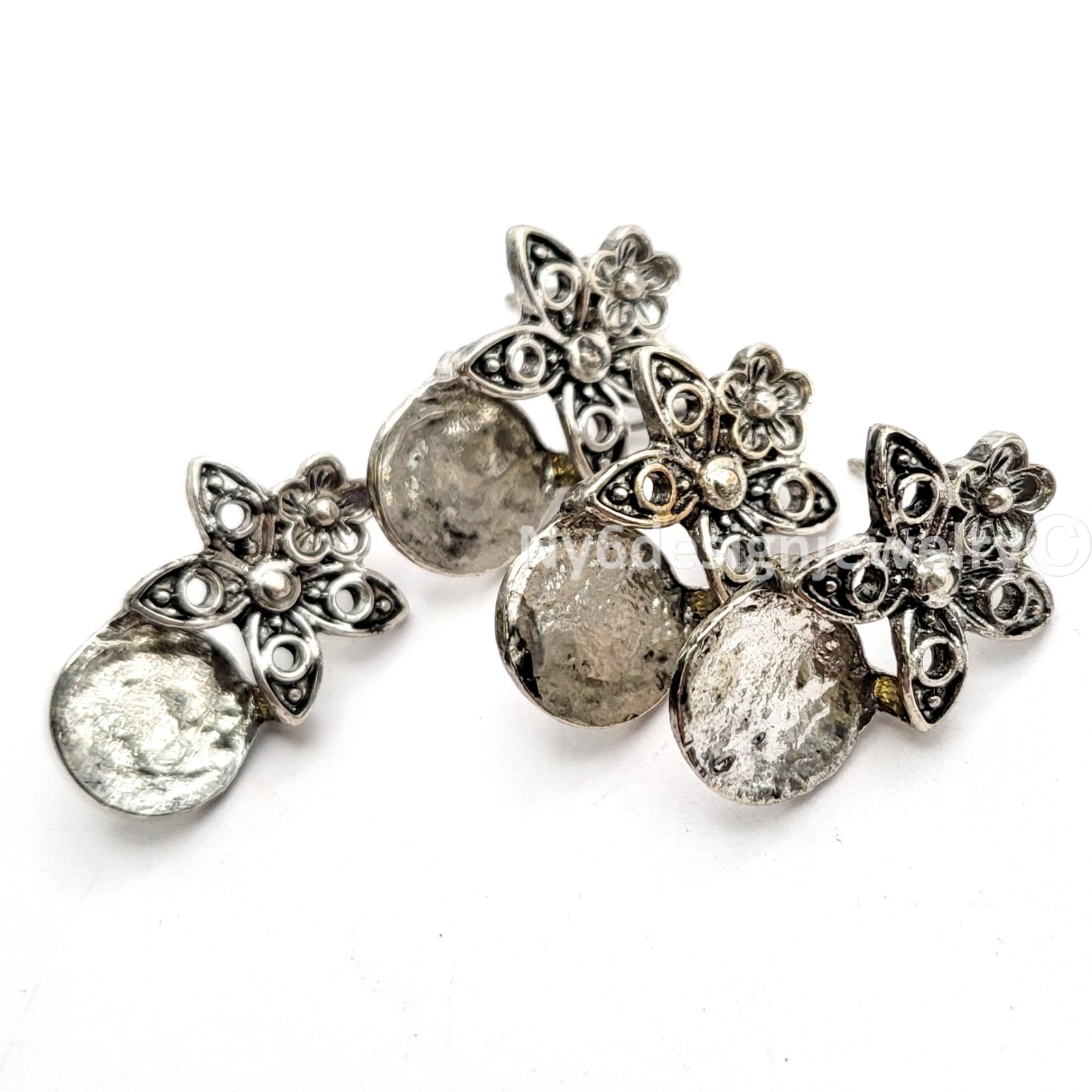 34mm Silver Pewter Earwire • 4pcs • Earring Findings • Jewelry Making Supplies