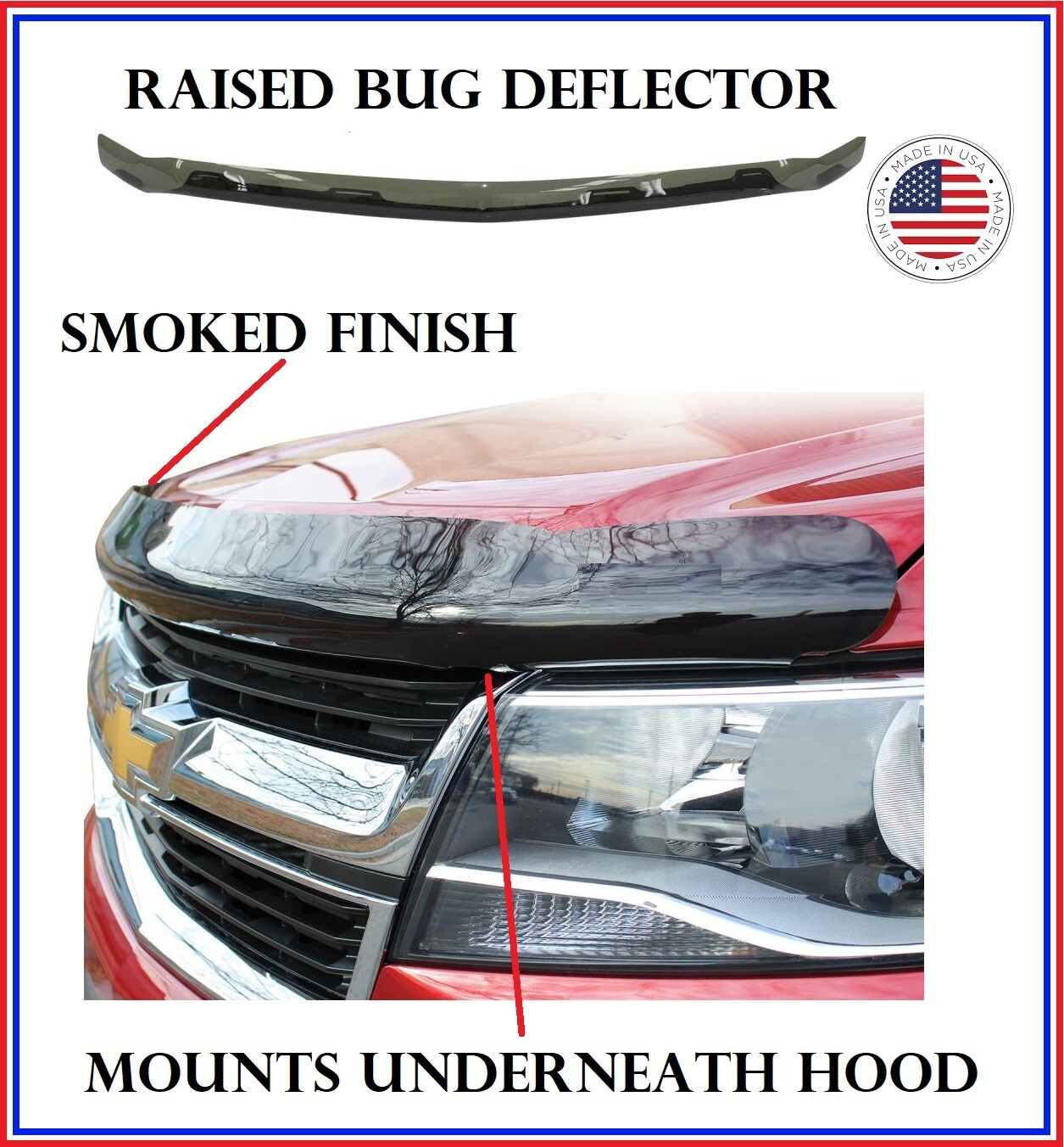 Fits Ford F150 1997-2003 RAISED GUARD Smoked Bug Shield Hood Deflector