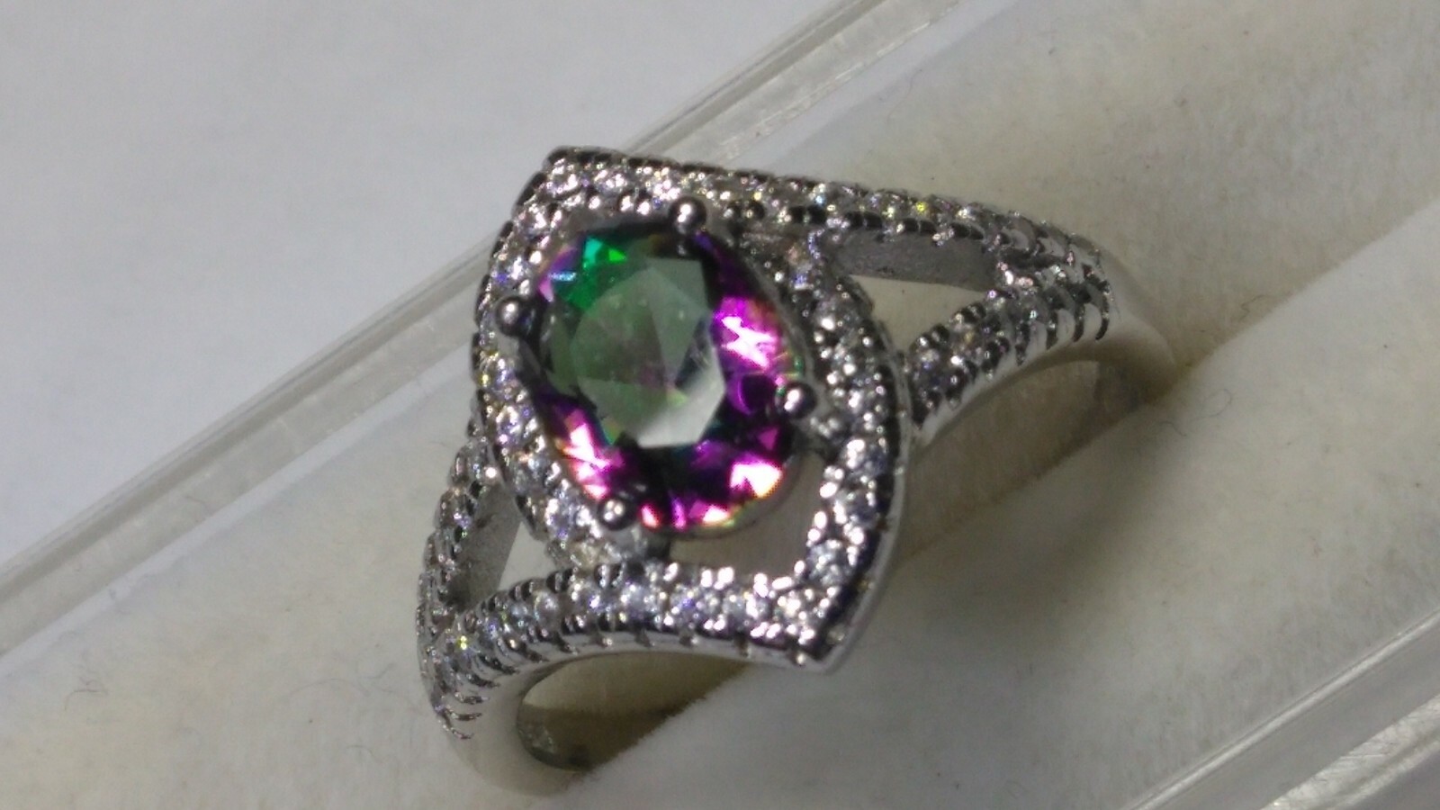 MYSTIC STONE IN STERLING SILVER.925 DESIGNER RING SIZE 7.0-7.25!