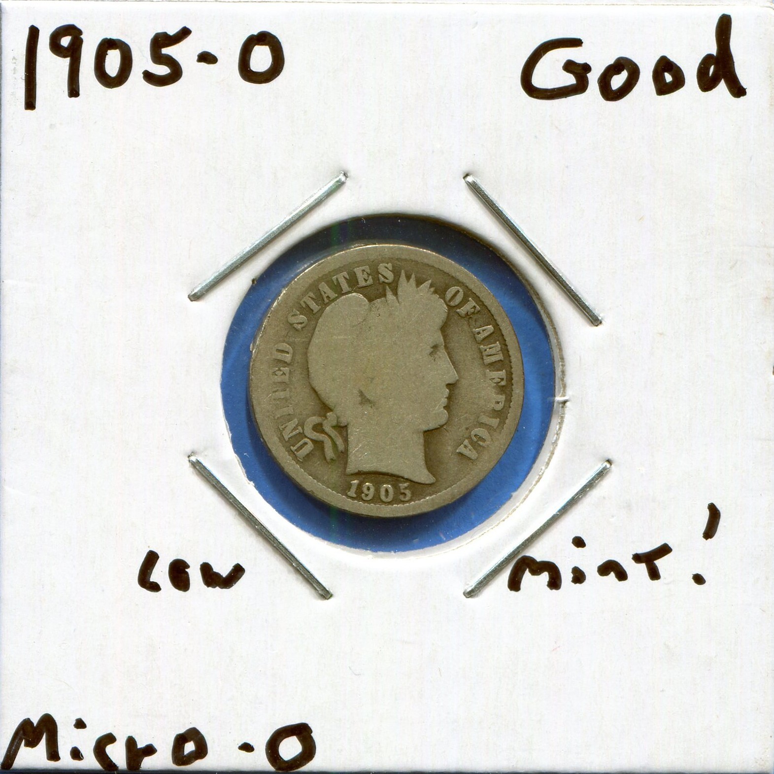 W@W 1905-o Micro, o  Barber Dime, ( Better Date!! ) Good !!!!!!!!!!